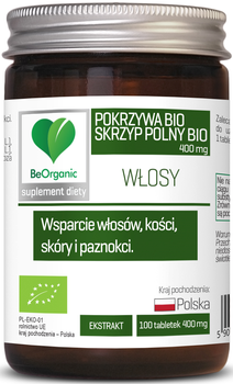 BeOrganic Skrzyp BIO + Pokrzywa BIO, 400mg x 100 tabletek