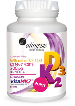 ALINESS Witamina K2 FORTE MK-7 200 µg z Natto + D3 x 60 kaps.