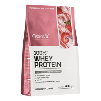 OstroVit 100% Whey Protein 700 g białko WPC o smaku kremowej truskawki