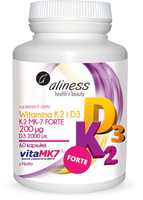ALINESS Witamina K2 FORTE MK-7 200 µg z Natto + D3 x 60 kaps.