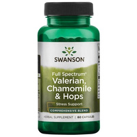 SWANSON FS Waleriana Kozłek Lekarski Rumianek i Chmiel 60 kapsułek NA STRES