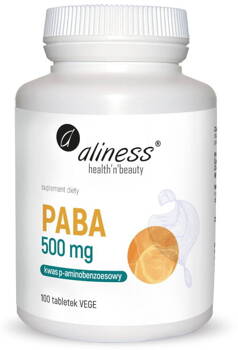 Aliness, PABA (kwas p-aminobenzoesowy) 500mg x100 vege tabs.