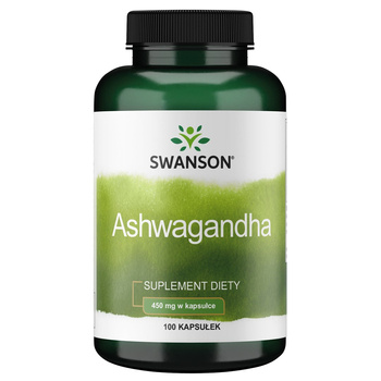 SWANSON Ashwagandha 450mg 100 kapsułek Stres Pamięć Koncentracja