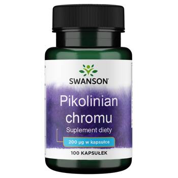 SWANSON Chrom pikolinian 200mcg 100kapsułek Odchudzanie Metabolizm