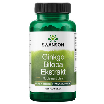 SWANSON Ginkgo Biloba ekstrakt 60mg 120kapsułek PAMIĘĆ