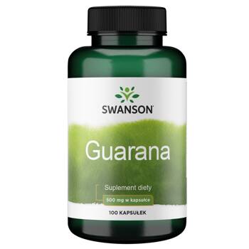 SWANSON Guarana 500mg 100kapsułek Odchudzanie Energia Pobudzenie