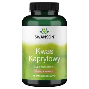 SWANSON Kwas kaprylowy 600mg 60 kapsułek Grzybica Drożdżaki Candida