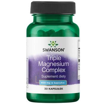 SWANSON Triple Magnesium Complex 30 kapsułek  Trzy formy Magnez